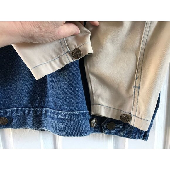 Vtg 1970's Perry Ellis America  Denim Jean Jacket Size S With Neutral Colored Fa - Picture 8 of 9